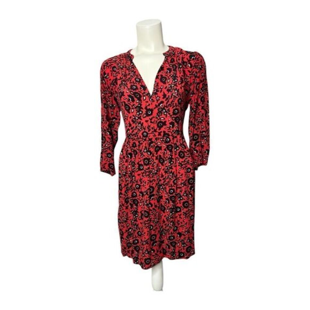 Maeve Christina Anthropologie Red Floral Tunic Dress sz Small